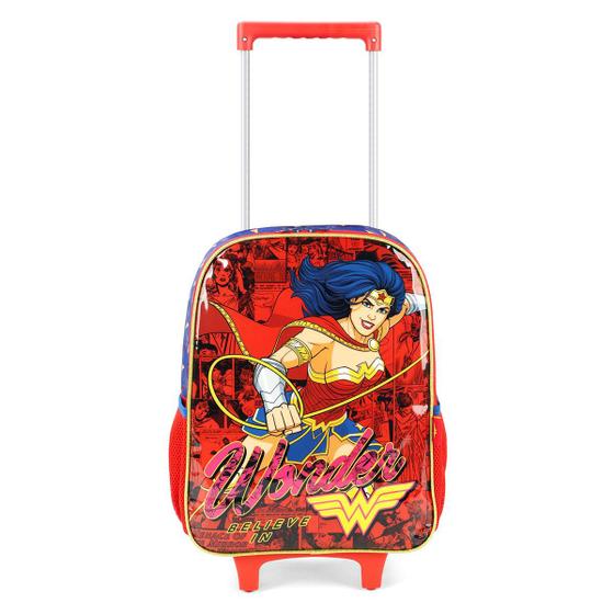 Imagem de Mochila Escolar Rodinhas Mulher Maravilha Dc Comics Meninas