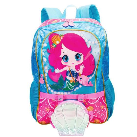 Imagem de Mochila Escolar Sereia Anime Infantil Costas G Sestini