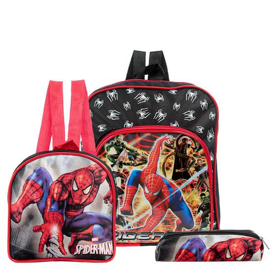 Imagem de Mochila Escolar Spider Man Costas Kit Lancheira+Estojo