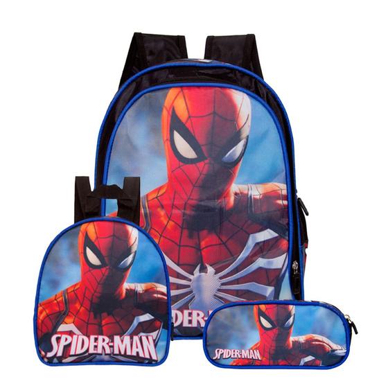 Imagem de Mochila Escolar Spider Man de Costas Kit Lancheira + Estojo