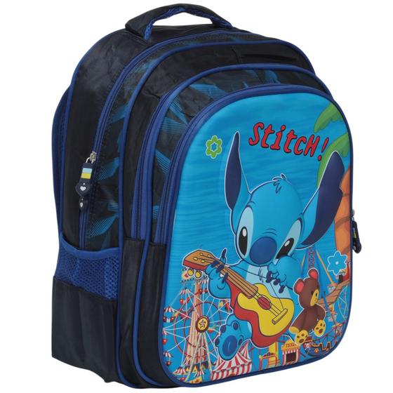 Imagem de Mochila Escolar Stitch Costas Volta As Aulas Cor Azul