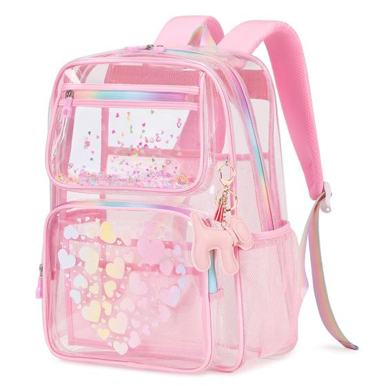 Imagem de Mochila Escolar Transparente MOONBABY Lovely - Rosa para Meninas