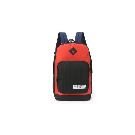 Imagem de Mochila Escolar Unissex Juvenil Preto/Vermelho/Azul Luxcel