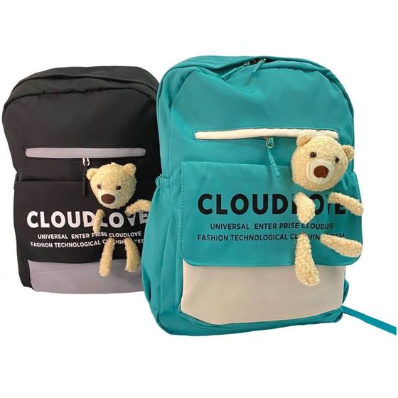 Imagem de Mochila escolar ursinho embutido cloud love fofo resistente BÁSICO