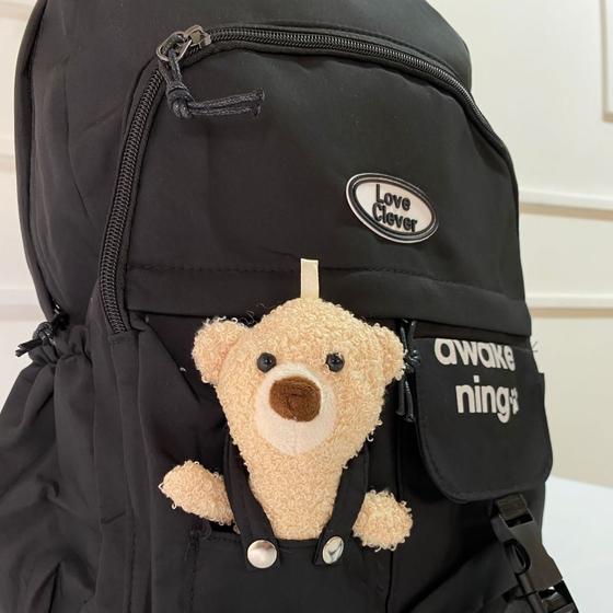 Imagem de Mochila escolar urso pelúcia repartição interna e externa novidade feminina