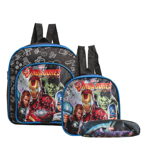 Imagem de Mochila Escolar Vingadores Marvel Costa Kit Lancheira+Estojo