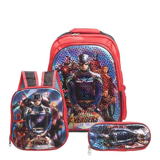 Imagem de Mochila Escolar Vingadores Marvel Meninos Lancheira+Estojo