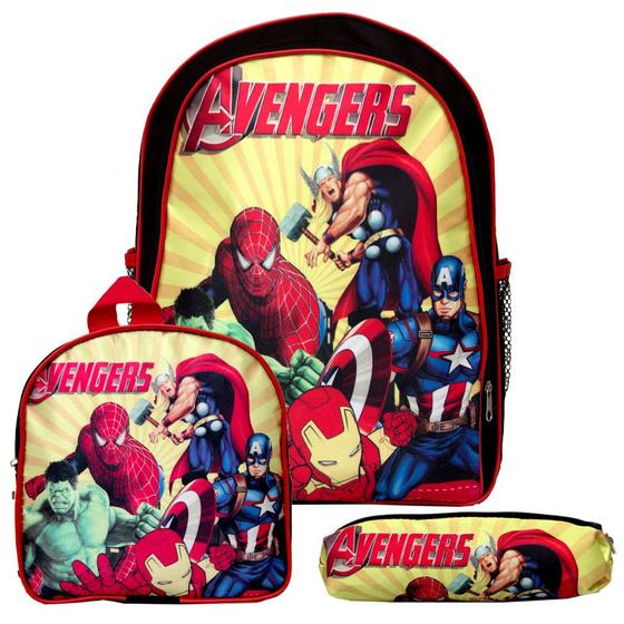 Imagem de Mochila Escolar Vingadores Marvel Meninos Lancheira+Estojo