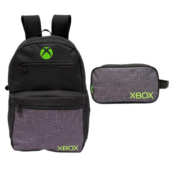 Imagem de Mochila Escolar Xbox com Necessaire Preta