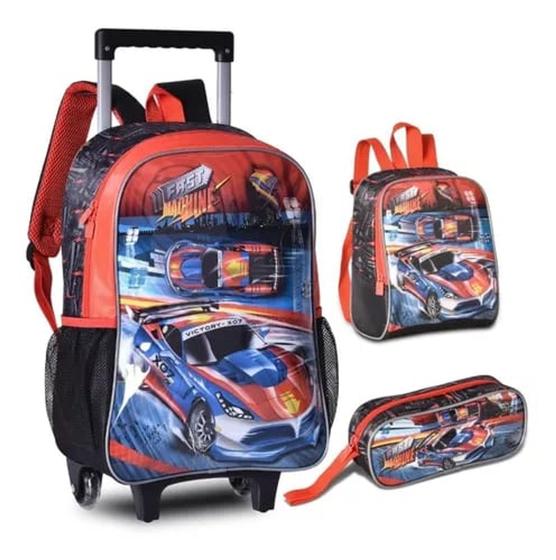 Imagem de Mochila Estojo e Lancheira Carros Fast Machine