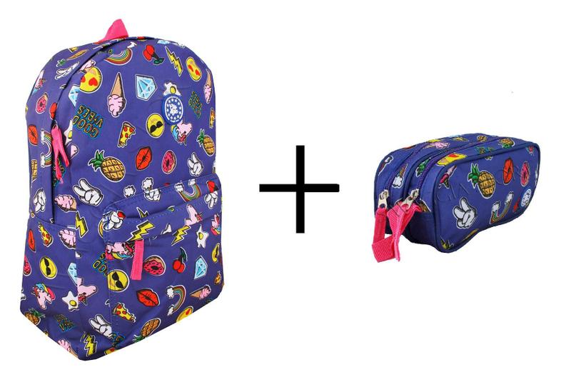 Imagem de Mochila + Estojo Escolar Menina Estampa Unicórnio e Emoji