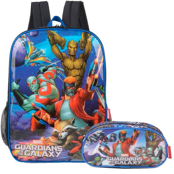 Imagem de Mochila Estojo Guardioes da Galáxia Azul Infantil Escolar