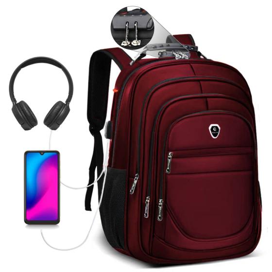 Imagem de Mochila Executiva Grande Masculina Feminina Espaço Para Notebook Trava Com Senha