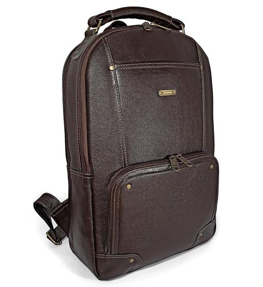 Imagem de Mochila Executiva Masculina Grande De Couro Para Notebook