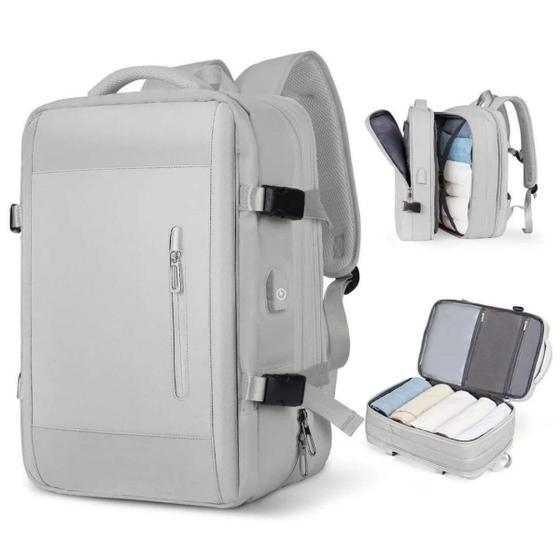 Imagem de Mochila Expansível Notebook Mala Viagem Impermeável Reforçada Antiroubo com Porta USB