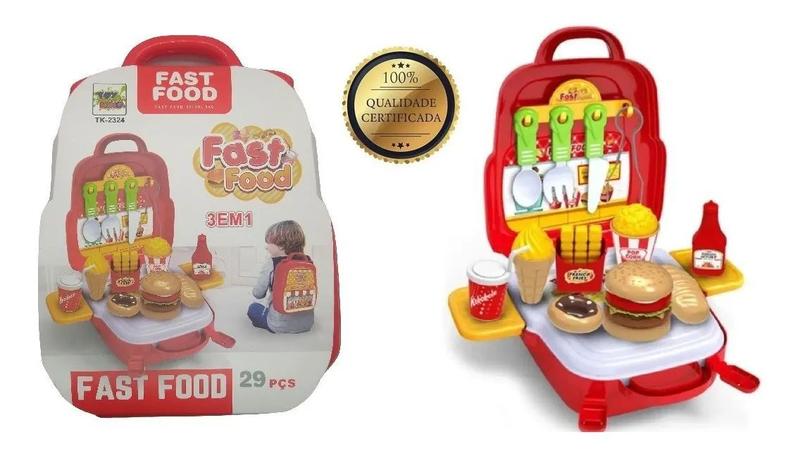 Imagem de Mochila Fast Food Delivery Brinquedo De Plástico Comidinha