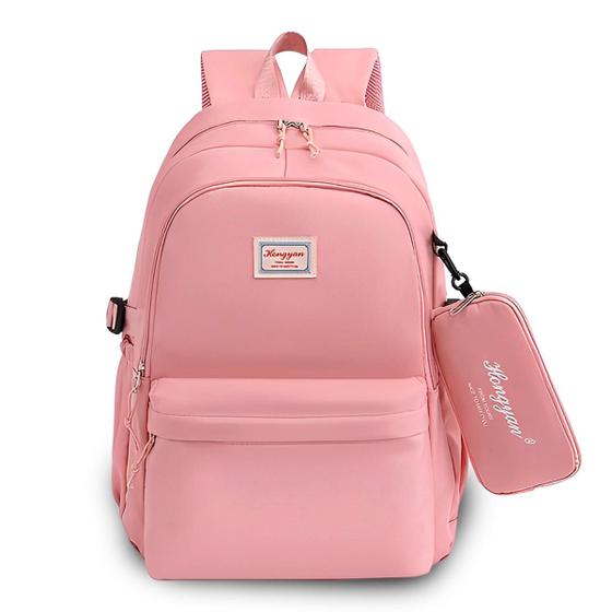 Imagem de Mochila Feminina Bolsa Social Média Antifurto Volta as Aulas Colorida Menina Bolsas Chaveiro Escolar Moderna Luxo Estojo