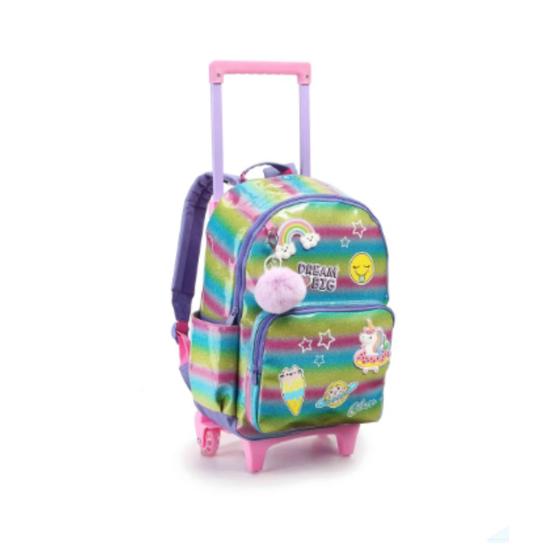 Imagem de Mochila Feminina Com Rodas Unicornio E Arco- Íris