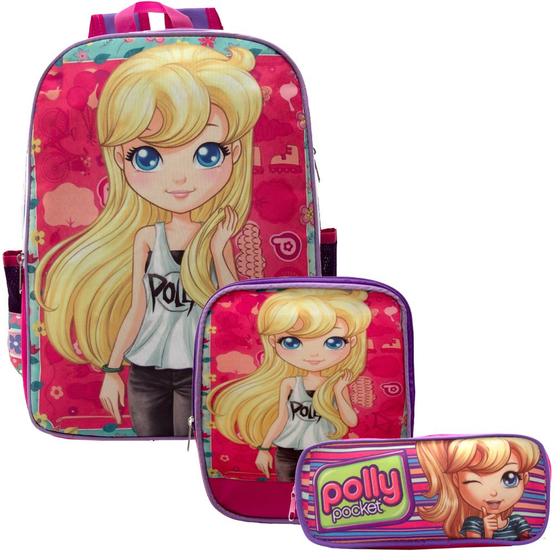 Imagem de Mochila Feminina Creche Polly Pocket Reforçada Lançamento