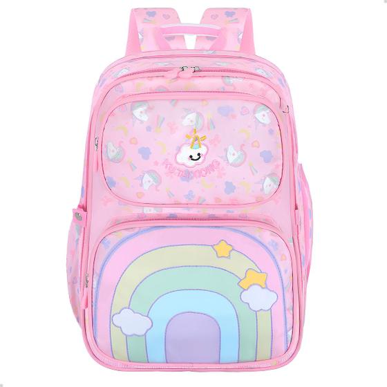 Imagem de Mochila Feminina Escolar Grande Bolsa Moda Meninas Colorida Arco-iris