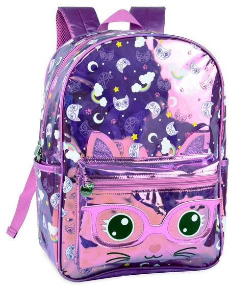 Imagem de Mochila Feminina Infantil Escolar Holográfica Alça Costa Grande Impermeável Divertida Para Meninas Clio