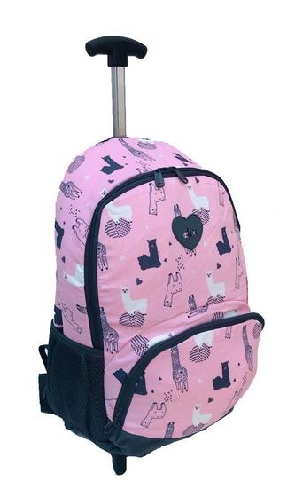 Imagem de Mochila Feminina Juvenil Adulto Rodinha Com Estampa Lhamas