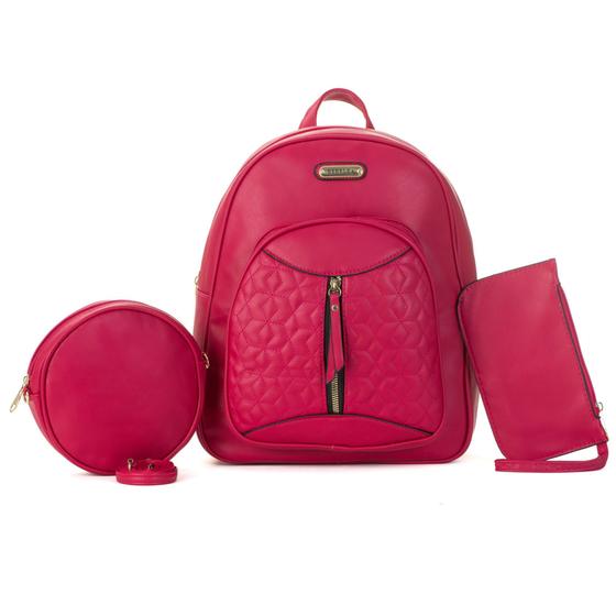 Imagem de Mochila Feminina Kit Bolsa Transversal Redonda e Necessaire Star Shop