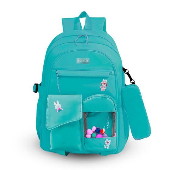 Imagem de Mochila Feminina Moderna Estojo Notebook Escolar Dia A Dia Escola Curso Pratica Alças Regulaveis  Faculdade