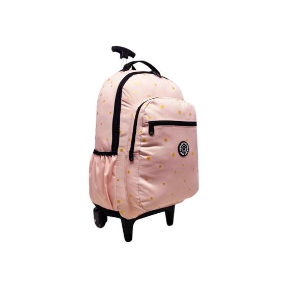 Imagem de Mochila Feminina Rodinhas Com Qualidade Universitária Rosa