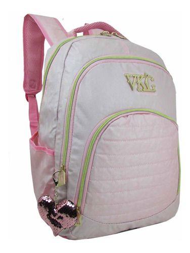 Imagem de Mochila Feminina Rosa Bolso Tipo Estojo Forrada Resistente