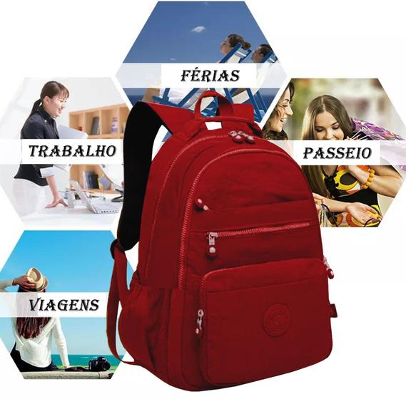 Imagem de Mochila Feminina Tecido Molinho Naylon Notebook Resistente Leve Trabalho Estudo Viagem Super Linda