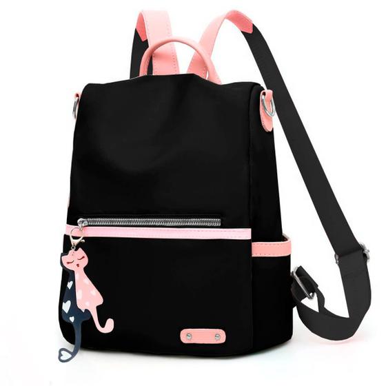 Imagem de Mochila Feminina Vira Bolsa Colorida Moderna Juvenil Sistema de Fechamento Antiroubo Segura Prática 2 em 1 Resistente