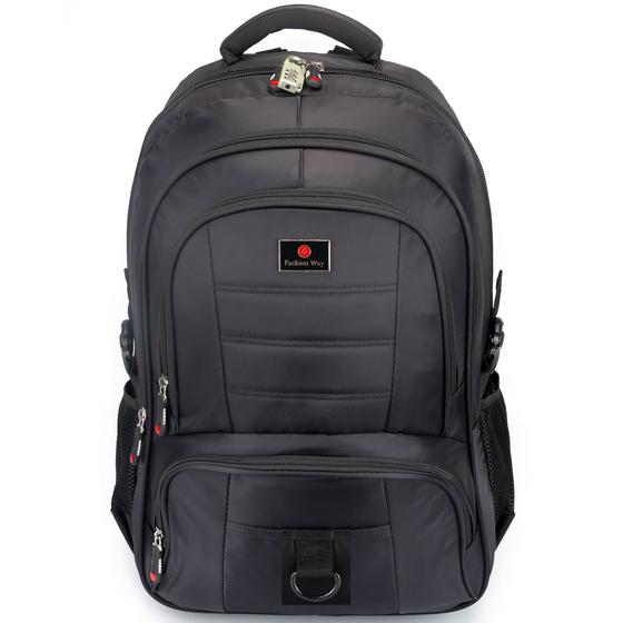 Imagem de Mochila Grande Masculina Feminina Reforçada para Trabalho Viagem com Entrada USB e Fone Preta