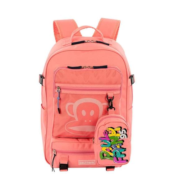 Imagem de Mochila Grande Paul Frank Casual Coral 2 Compartimentos