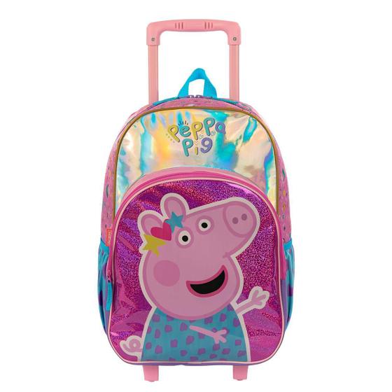 Imagem de Mochila Grande Peppa Dots Colorido Poliéster 2 Rodas