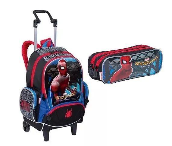 Imagem de Mochila Homem Aranha C/ Alças 18z Rodinha G + Estojo 2018