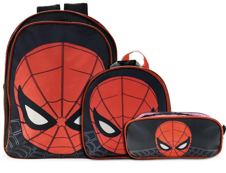 Imagem de Mochila Homem Aranha Escolar Menino Para Costas 3 Peças