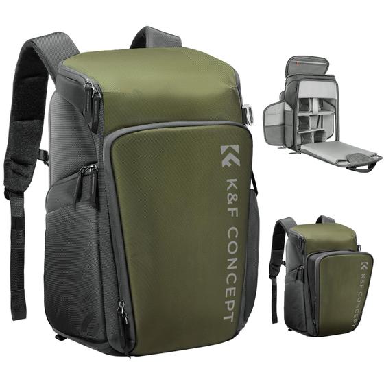 Imagem de Mochila Impermeável K&F Concept para Câmera - 25L com Capa de Chuva para Notebook de 15,6"