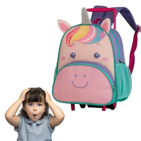 Imagem de Mochila Infantil Alças Rodinha Crianças Feminina Menina