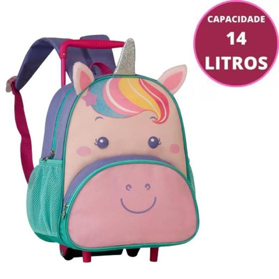 Imagem de Mochila Infantil Alças Rodinha Escolar Crianças Feminina