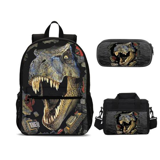 Imagem de Mochila Infantil AMYATLIY Dinossauro com Lancheira - Para Crianças de 3 a 12 Anos
