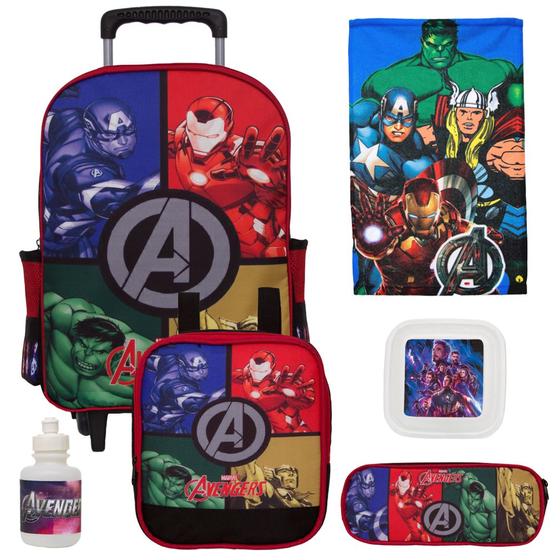 Imagem de Mochila Infantil Avengers Menino de Rodinha com Acessórios