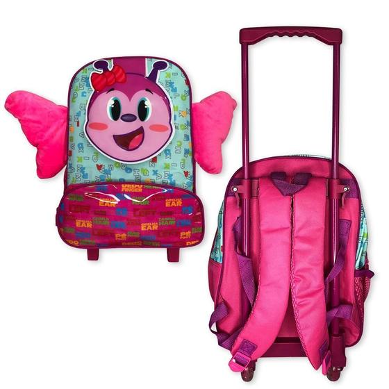 Imagem de Mochila Infantil Borboleta Escolar Rodinha Rosa