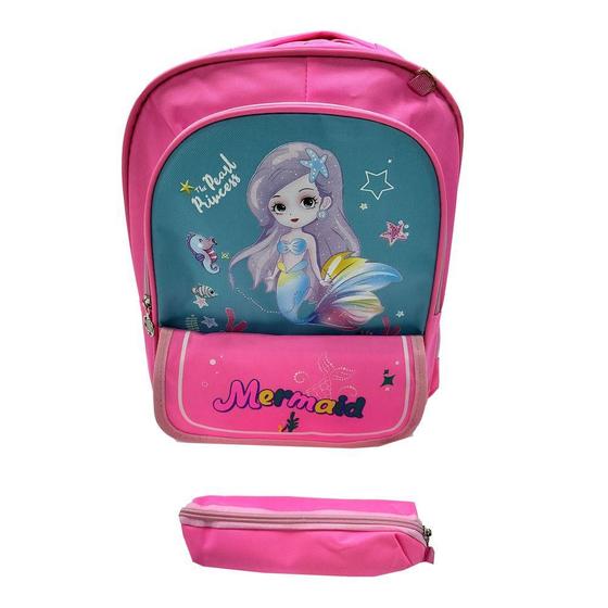 Imagem de Mochila Infantil c/Estojo Dino/Sereia - Rosa - Quanhe