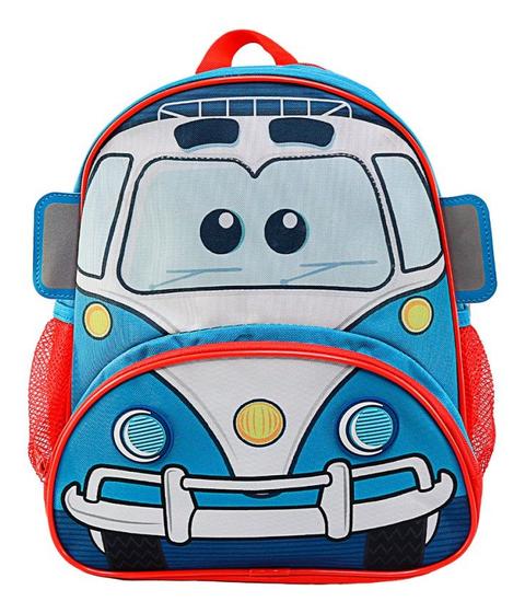 Imagem de Mochila Infantil Com Alças Costa Carros Kombi Polícia Menino Bebê Hotelzinho Creche Maternal