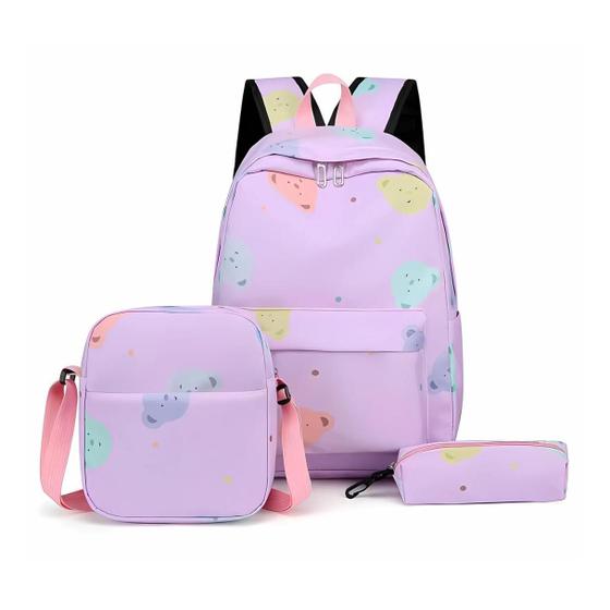 Imagem de Mochila Infantil Com Bolsa Pequena E Estojo Kit Com 3 Peças