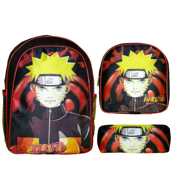 Imagem de Mochila Infantil com Lancheira Estojo Naruto Envio Imediato