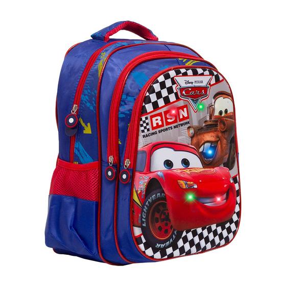 Imagem de Mochila Infantil Com Led Carros 3D Costas Resistente Tam G