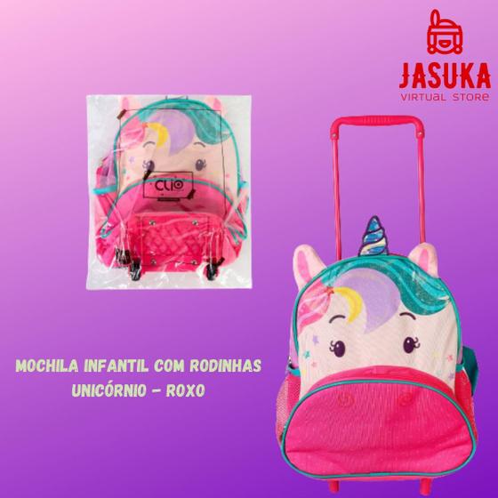 Imagem de Mochila Infantil Com Rodinhas Unicórnio - Roxo