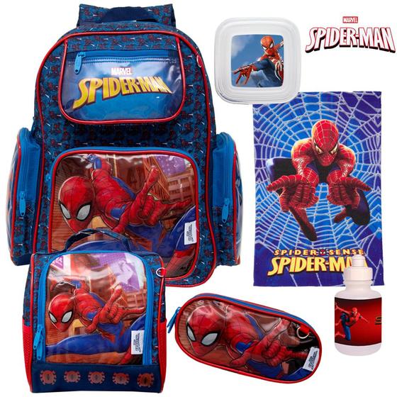 Imagem de Mochila Infantil Costas Spider Man + Itens Toys 2U